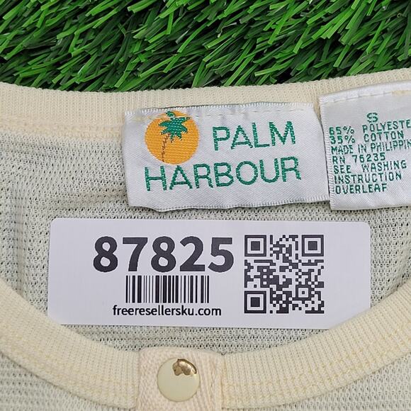 Vintage Palm-Harbour Henley Mesh Shirt Womens Small 18x22 Pastel Sleeveless - Picture 9 of 10